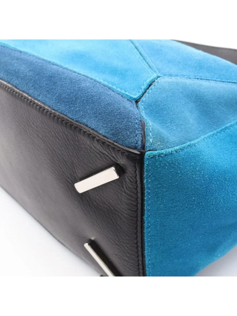 Loewe Handbag Puzzle Bag 2-Way Blue Black Leather